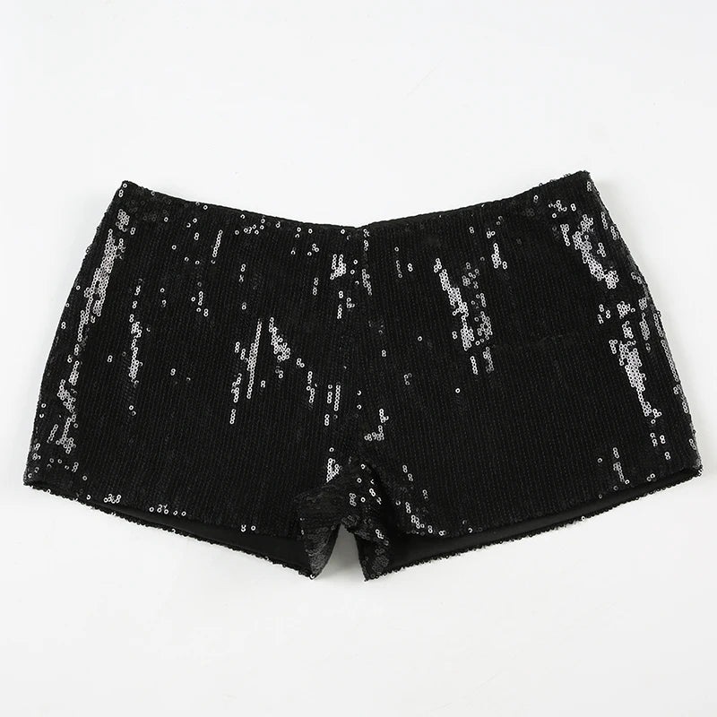 Noir Low Rise Sequin Shorts