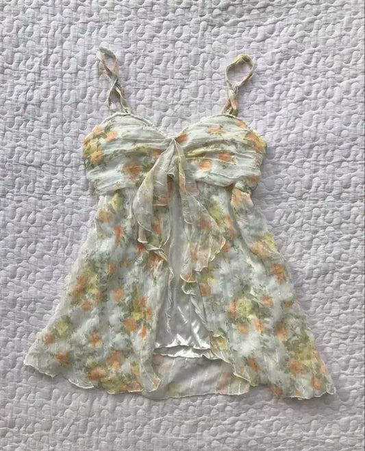 Sunset Bloom Tie-Front Cami.