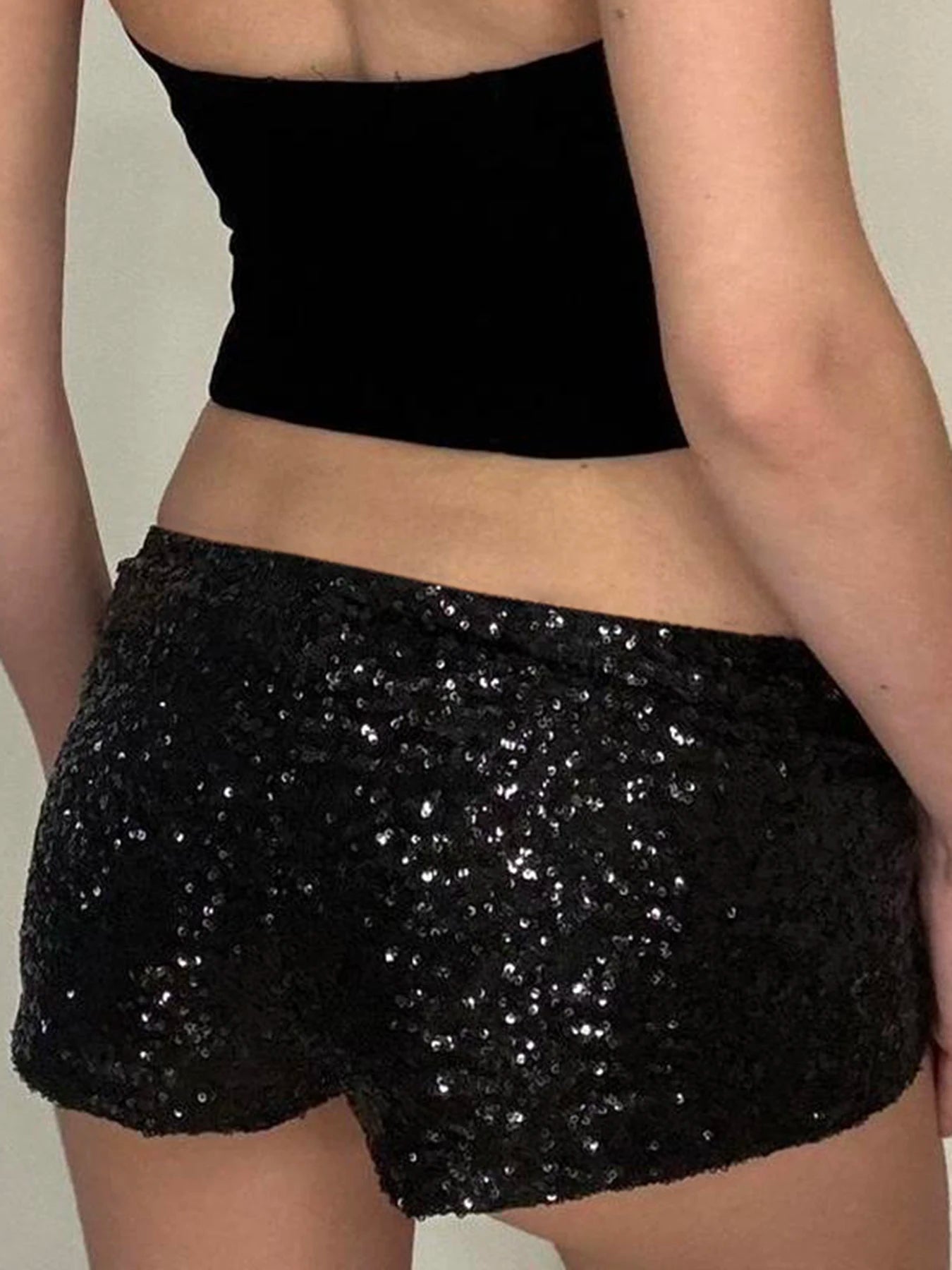 Noir Low Rise Sequin Shorts