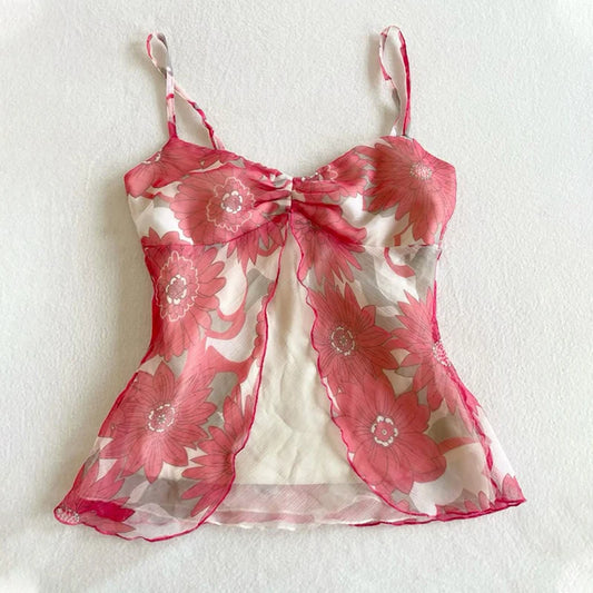 Rose Blush Sheer Bow Cami Top